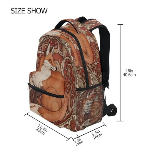 Fox Flower Backpack for School Boys Girls Adults Kids Bookbag Laptop Bag 18L4