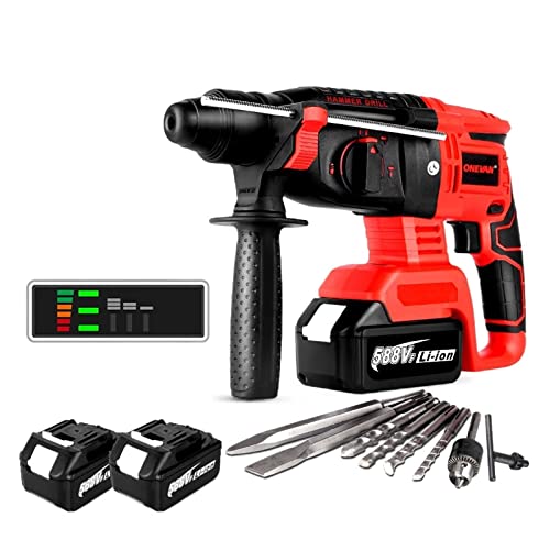 TEMSOOM 2000 W bürstenloser elektrischer Bohrhammer, wiederaufladbares, kabelloses Handwerkzeug mit 4 Funktionen… – Bild 3