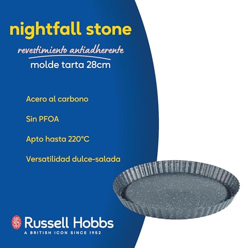 Miniatura 2 de Russell Hobbs Rh03411eu7 Nightfall Stone 28cm Molde Para Tartas - Moldura De Tarta Antiadherente De 11 Pulgadas, Molde Redondo Para Flan, Fuente Para Quiche, Recipiente Para Pastel, Acero Al Carbono