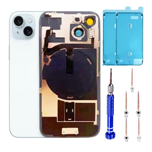 ZVB 15 Back Glass Replacement Kit with Plate & Flex Cable and All Parts, Blue, 6.1 Inch for iPhone 15 Back Cover Glass, with Repair Tools (Blue)