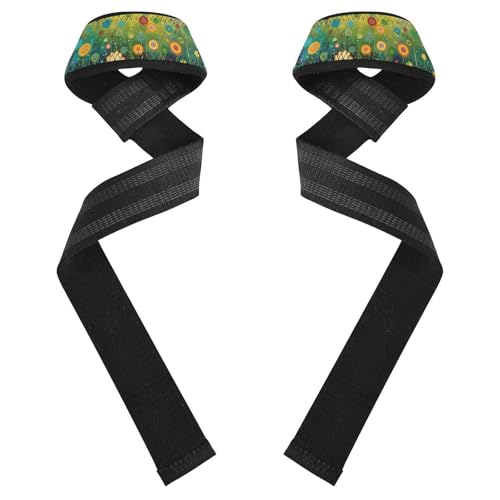 Nander Ink Painting Of Flowers Wrist Straps for Weightlifting,Lifting Straps with Neoprene Cushioned Wrist Padded and Anti-Skid Silicone for Strength Training,Bodybuilding,Deadlifting