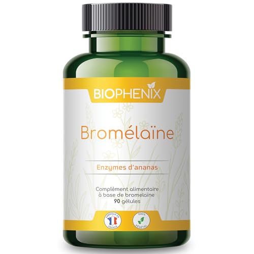 Biophénix Bromélaïne 90 Gélules - Complément alimentaire 100% naturel - Enzymes d'Ananas - Digestion - Confort Gastro-intestinal - Circulation et Jambes Légères - Contrôle du Poids