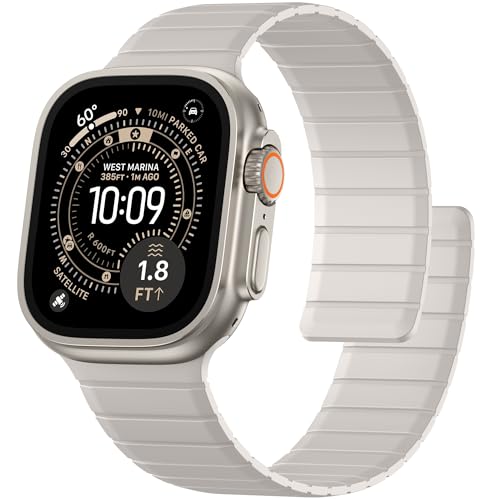 SNBLK Magnetic Band Compatible with Apple Watch Bands for Men 44mm 45mm 46mm 49mm 42mm 41mm 40mm 38mm Women, Secure Silicone Sport Loop Magnet Strap for iWatch Ultra 3 2 1 SE Series 11 10 9