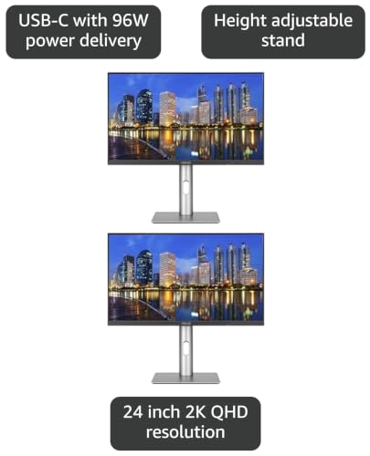 Image of Asus ProArt PA24ACRV 24-inch 1440P 2K QHD 100% sRGB IPS Professional Monitor, 2-Pack Bundle with USB-C with 96W PD, Daisy Chain DisplayPort, HDMI, USB Hub, Integrated Speakers