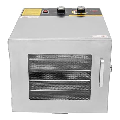 Dörrautomat Edelstahl, 6 Stock 650W Dörrgerät mit Temperaturregler und 12 Std. Zeitschaltuhr für Fleisch Obst Gemüse Kräuter