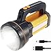 MOZC Lampe Torche Rechargeable, Lumineuse Éclairage 8-24H 800M Tactique à DEL avec Poignée CREE L2 Spotlight Torche Électrique 7000 Lumens (H Modèle, Or)