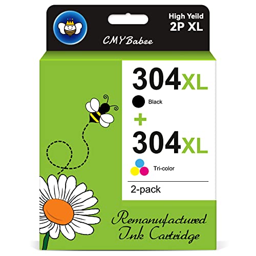 CMYBabee Remanufacturado 304XL Cartuchos de Tinta para HP 304 XL, para Envy 5030 5020 5010 5032 DeskJet 2620 2630 3720 3730 3750 3760 2622 2632 2633 2634 3733 3735 3762 (1 Negro 1 Tricolor) Cover