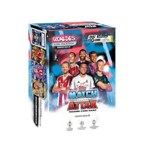 Image of Topps UEFA Champions League Match Attax 2025-26 Trading and Collectible Card Game (Booster Pack Worldies - Global Goalscorers)