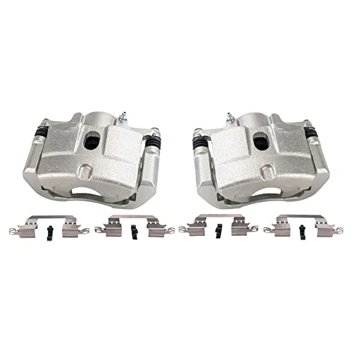 Image of TRQ Front Brake Caliper Set Zinc Coated Brackets Hardware Compatible with 2015-2017 Chrysler 200 2013-2016 Dodge Dart