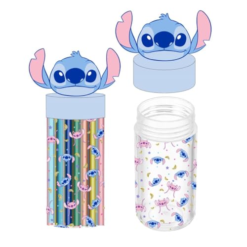 CERDÁ LIFE'S LITTLE MOMENTS Lilo & Stitch Astuccio per bambini con coperchio 3D Stitch riempito con matite per scuola, arte e viaggi