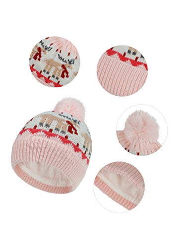Gorro de tricô unissex para meninos e meninas, gorro de tricô grosso e elástico Azue com pompom, Pin