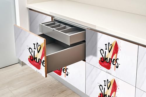Papel pintado para muebles de cocina y armarios Wallfluent mate con diseño de tacón rojo 100x50cm 5
