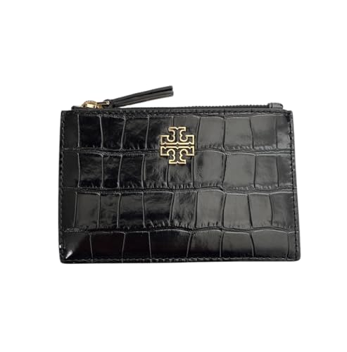 Tory Burch Women's Britten Embossed Zip Card Case Wallet (Black)4