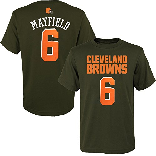 OuterStuff Baker Mayfield Cleveland Browns #6 Brown Youth Name & Number T-Shirt Large 14/16