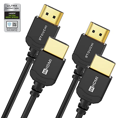 Stouchi Ultra Thin Hyper 1.5M Packs,Extremely Flexible 8K HDMI Cable,10K 8K120 4K120 144 Hz