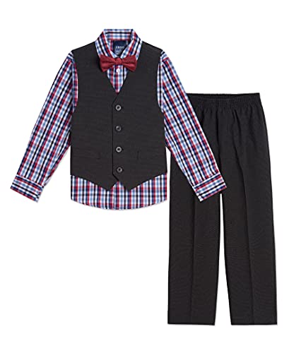 Image of IZOD Boys' 4-piece Formal Dress Up Suit Set, Vest, Pants, Collared Shirt, and Tie
