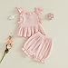 Baby Girls Summer Outfits Cute Bow Flying Sleeves Button Tops and Elastic Shorts Set Fashion Cute Clothes (Pink, 2-3T)
