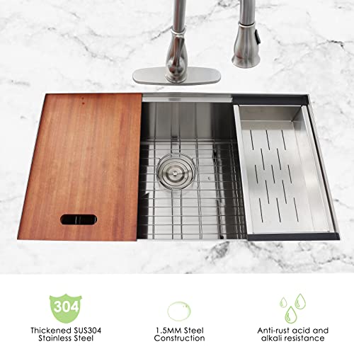 Davivy 32 X 19 X 10 Inch Undermount Kitchen Sink,Stainless Steel Kitchen Sink,16 Gauge Workstation Kitchen Sink,Single Bowl Kitchen Sinks #TOP2