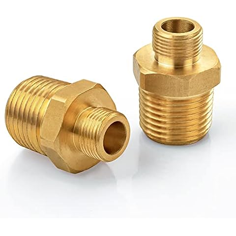 1/2 to 3/8 Reducer, Vfauosit 3/8 to 1/2 RV Faucet Adapter Brass Compression Fitting Faucet Supply Line Adapter for Plumbing Water Hose 2 Pieces Cover