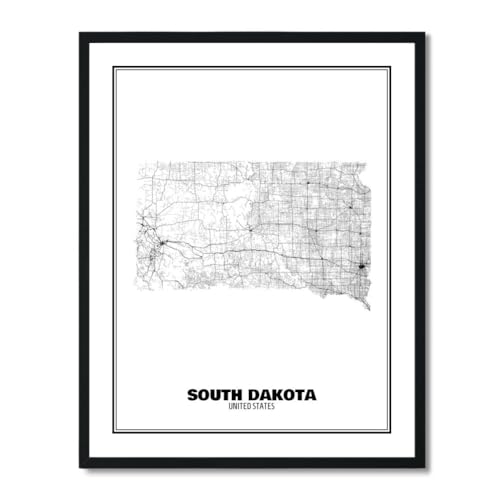 Poster abstrait du Dakota du Sud 20x25 cm Susie Arts décoration de bureau sans cadre