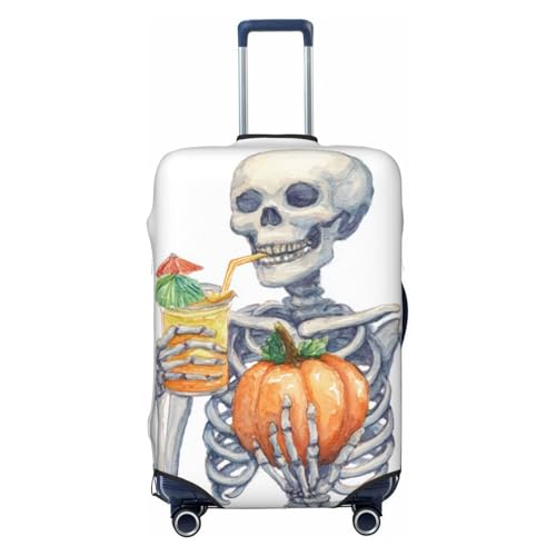 Skelton Drinking Watercolor Elastic Travel Luggage Covers Dustproof Scratch-Resistant Suitcase Protector Fit 22-24 Inch