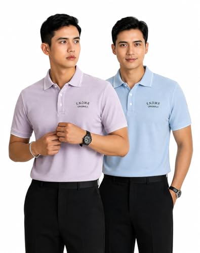 Image of ENDEAVOUR WEAR Men Men Short Sleeve Solid Cotton Rich Polo T Shirt | Collar Tshirts | Half Sleeves | Plain-Regular Fit
