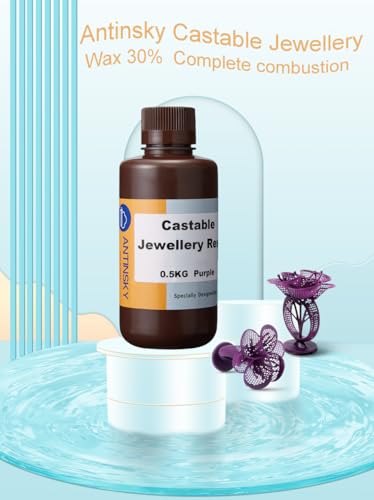 Antinsky 704966613129 Castable Jewellery Resin For Dlp Lcd Uv-Curing 405Nm Resin 3D Printer High Wax 80% Easy To Print Use And Burn High Resolution Making Jewelries And Metal Parts Purple 500G thumb #1