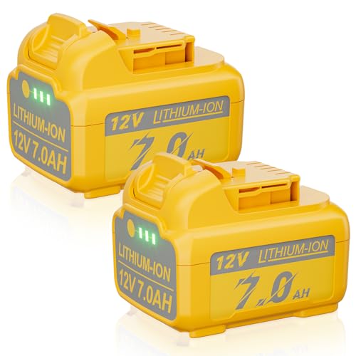 2Packs Upgraded 7000mAh Replacement for Dewalt 12V MAX Battery Lithium Ion DCB120, DCB126, DCB121, DCB122, DCB123, DCB124, DCB124-XJ, DCB127,Compatible with Dewalt 12 Volt Cordless Power Tools