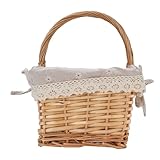Alomejor Picknickkorb aus Korbgeflecht, Abnehmbares Futter, Handgewebt, Vintage-Stil, Geräumiges Fassungsvermögen für Camping und Gemüseernte, Ideal für Picknicks und Familientreffen, Größe 24,9 X