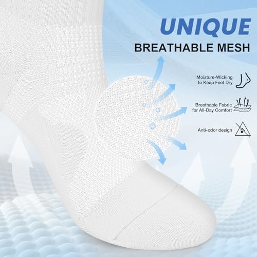 Image of DHSO 7 Pairs Cushioned Ankle Compression Socks for Women Running Wicking Socks with Arch Support