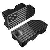 OGYE American Flag Stake Pocket Covers for 2014-2018 GMC Sierra 1500,Chevy Silverado 1500/2500/2500HD/3500 Truck Bed Rail Stake Odd Shaped Hole Plugs Caps (Black, 2-Pack)