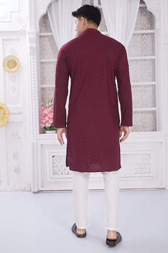 Image of DIVISIVE Men's Thread Embroidered Cotton Only Slim Fit Kurta