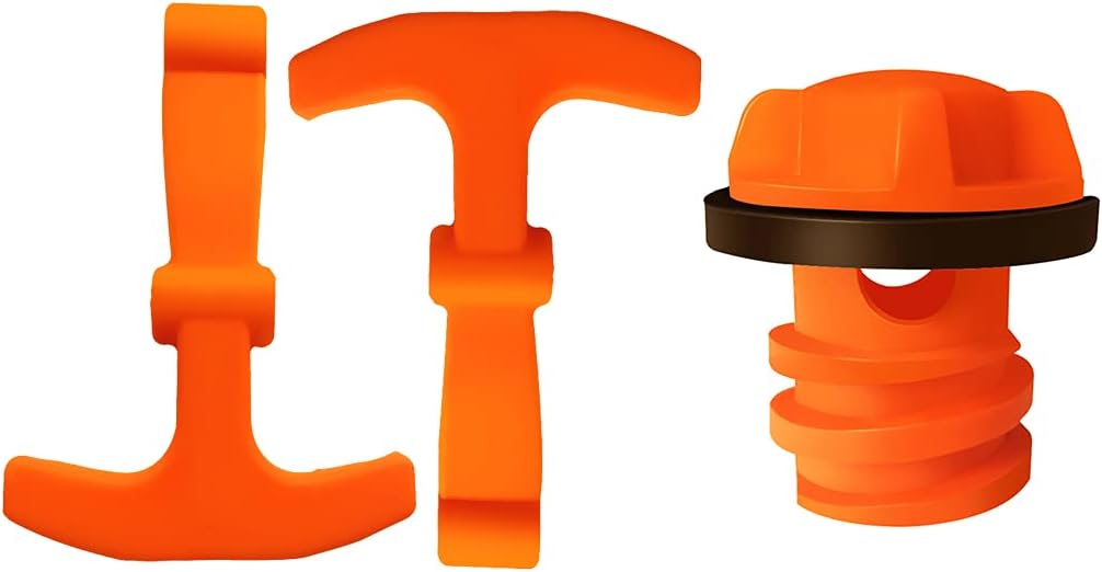 MANWU Cooler Drain Plugs Lid T Latch Straps Handles Replacement for RTIC YETI Coolers Leak-Proof Accessories Parts (2 Pack Orange Straps + 1 Pack Drain Plug)
