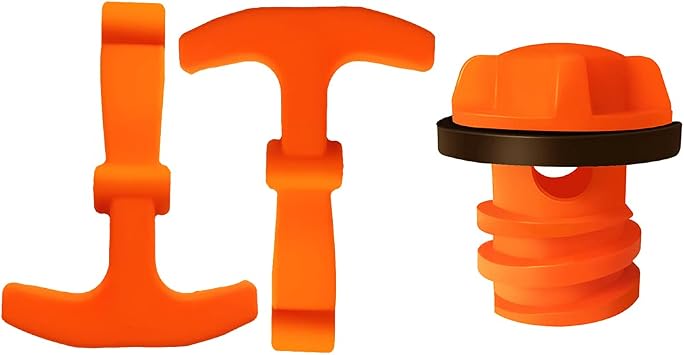 MANWU Cooler Drain Plugs Lid T Latch Straps Handles Replacement for RTIC YETI Coolers Leak-Proof Accessories Parts 2 Pack Orange Straps + 1 Pack Drain Plug