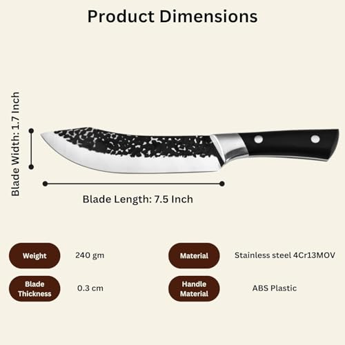 Image of ECOBSY Stainless Steel Serbian Chef Knife - High Carbon Clad Steel Unagisaki Butcher Cleaver, Full Tang Kitchen Chef Knives Professional Kitchen Cleaver for Slicing & Chopping