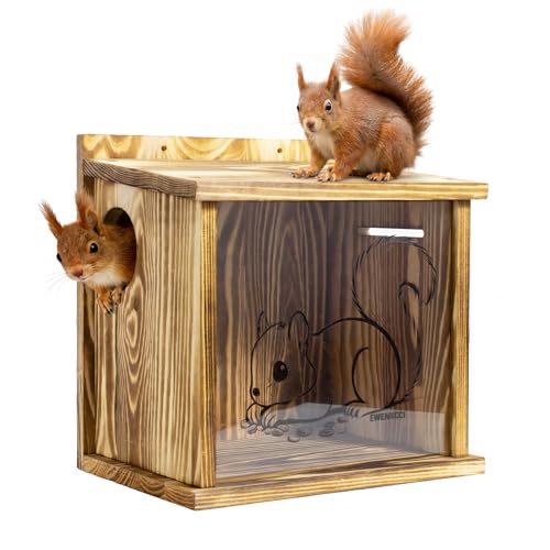 Wooden Squirrel House for Outside Squirrel Nesting Box Easy Assembly Squirrel Houses for Outside Nesting Outside Nesting Chipmunk Houses Outdoor Squirrel Box for Backyard Wildlife