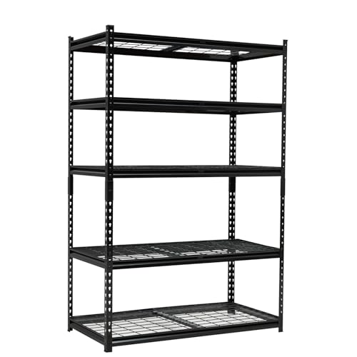 5 Tier Garage Shelving Unit, Heavy Duty Storage Shelves, 2000LBS Capacity Adjustable Metal Shelving for Garage Storage Rack, 48