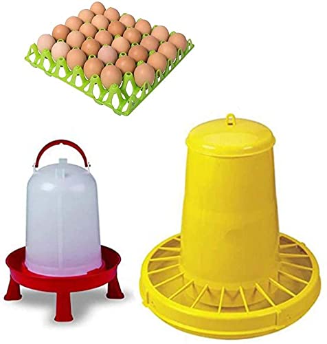 Novital Mangiatoia A Tramoggia Per Polli, Galline, Pulcini Da Kg.15 E Abbeveratoio La Lt.10 Con Manico E Sostegni