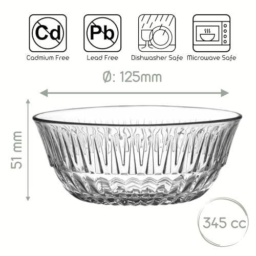 NORDIC SCHILLER Stackable Glass Dessert Bowls Set of 6 345ml 100% Lead-Free Pudding Bowls, Glass Salad Bowls, Prep - Image 2