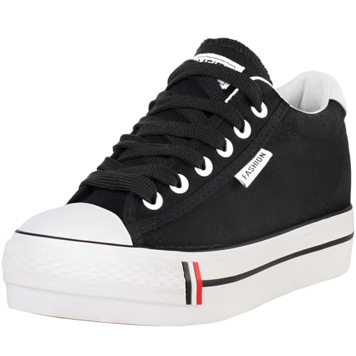 wealsex - Zapatillas de Deporte de Lona Mujer, Negro (Negro ), Tag 37= FR 36