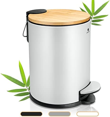 Exitoso 3L Small Bathroom Bin with Lid - Slim Bedroom Bin with Lid - Small Pedal Bin - Small Bin for Bedroom White Bathroom Bin - Sanitary Bin Bedroom Rubbish Bin Toilet Bin Waste Bin for Bedroom