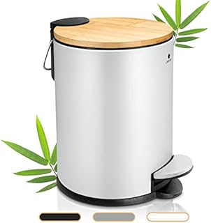 Exitoso 3L Small Bathroom Bin with Lid - Slim Bedroom Bin with Lid - Small Pedal Bin - Small Bin for Bedroom White Bathroom Bin - Sanitary Bin Bedroom Rubbish Bin Toilet Bin Waste Bin for Bedroom