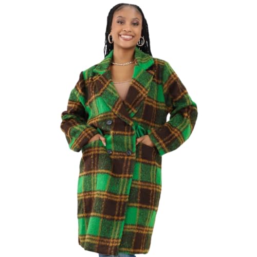 StyleMe Designs Womens Classic Fuzzy Mohair-Like Plaid Coat2