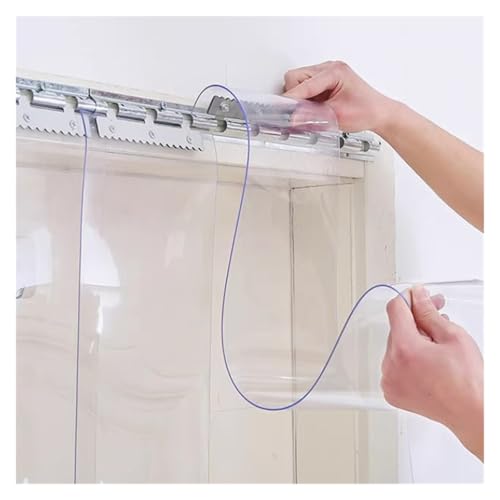 Rideau de porte plastique transparent pour stopper la poussière de garage avec lanières PVC
