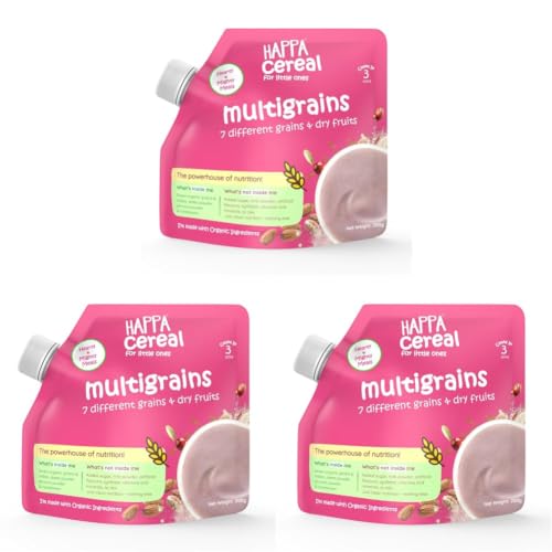 Image of Happa Multigrain Cereal for Babies | Only 7 Ingredients | No Sugar, Oil, Milk Powder, Flavours or Colours | Traditional Porridge Recipe | Cooks in 3 Minutes | Stage 2 (6 Months+) | 200g Pack