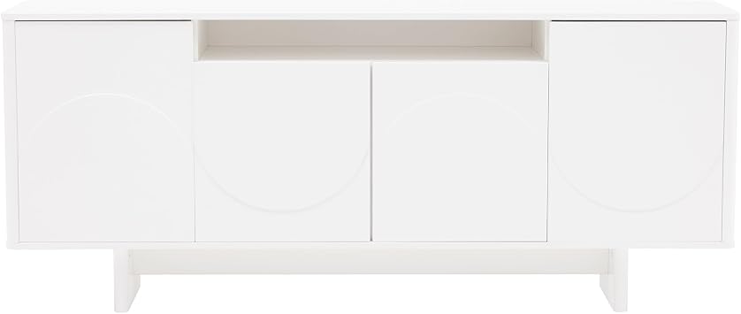 Manhattan Comfort Ella 71" Sideboard Cabinet with Adjustable Shelves, Cubby Spaces, Soft-Close Doors, and Sleek Rounded Edges, Modern Console Table with Storage, Kitchen Buffet, White