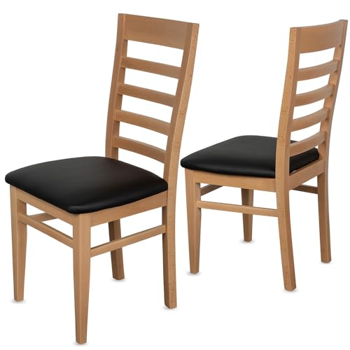 Staboos Ch62 Juego De 2 Sillas De Comedor De Madera, Hasta 150 Kg, Ya Montadas, Sillas De Cocina Acolchadas, Madera Maciza De Haya Natural - Negro Staboos Ch62 Juego De 2 Sillas De Comedor De Madera, Hasta 150 Kg, Ya Montadas, Sillas De Cocina Acolchadas, Madera Maciza De Haya Natural - Negro