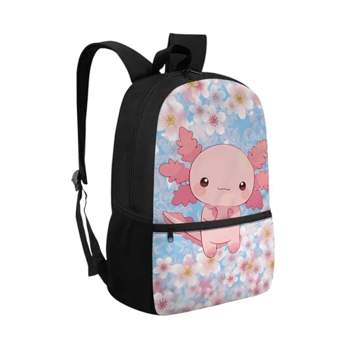 Axolotl Backpack for School Girls 3rd Grade Cherry Blossom School Knapsack for Elementary School Girls Personalized Pink School Back Pack2