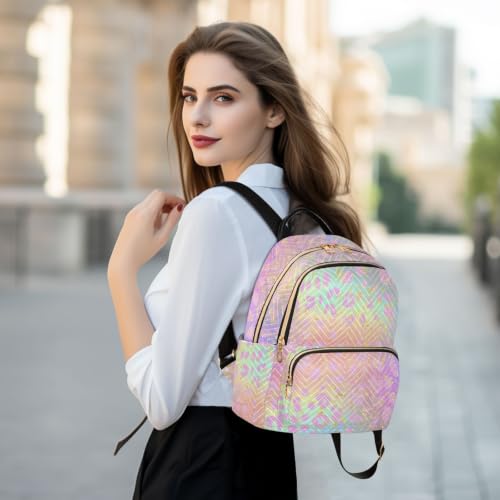 Image of ALAZA Rainbow Leopard Print with Gold Medium Backpack Purse for Women Travel Bag Fashion Daypack Back Pack Shoulder Bag