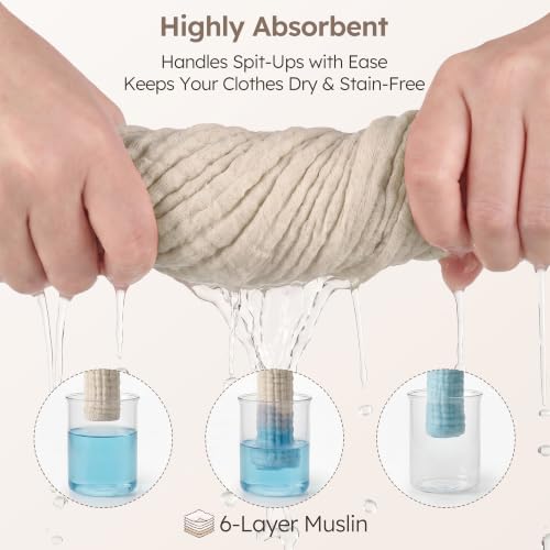 Image of Yoofoss Muslin Burp Cloths for Baby 10 Pack 100% Organic Cotton Baby Washcloths for Boys Girls Large 20''X10'' Super Soft and Absorbent Apricot White